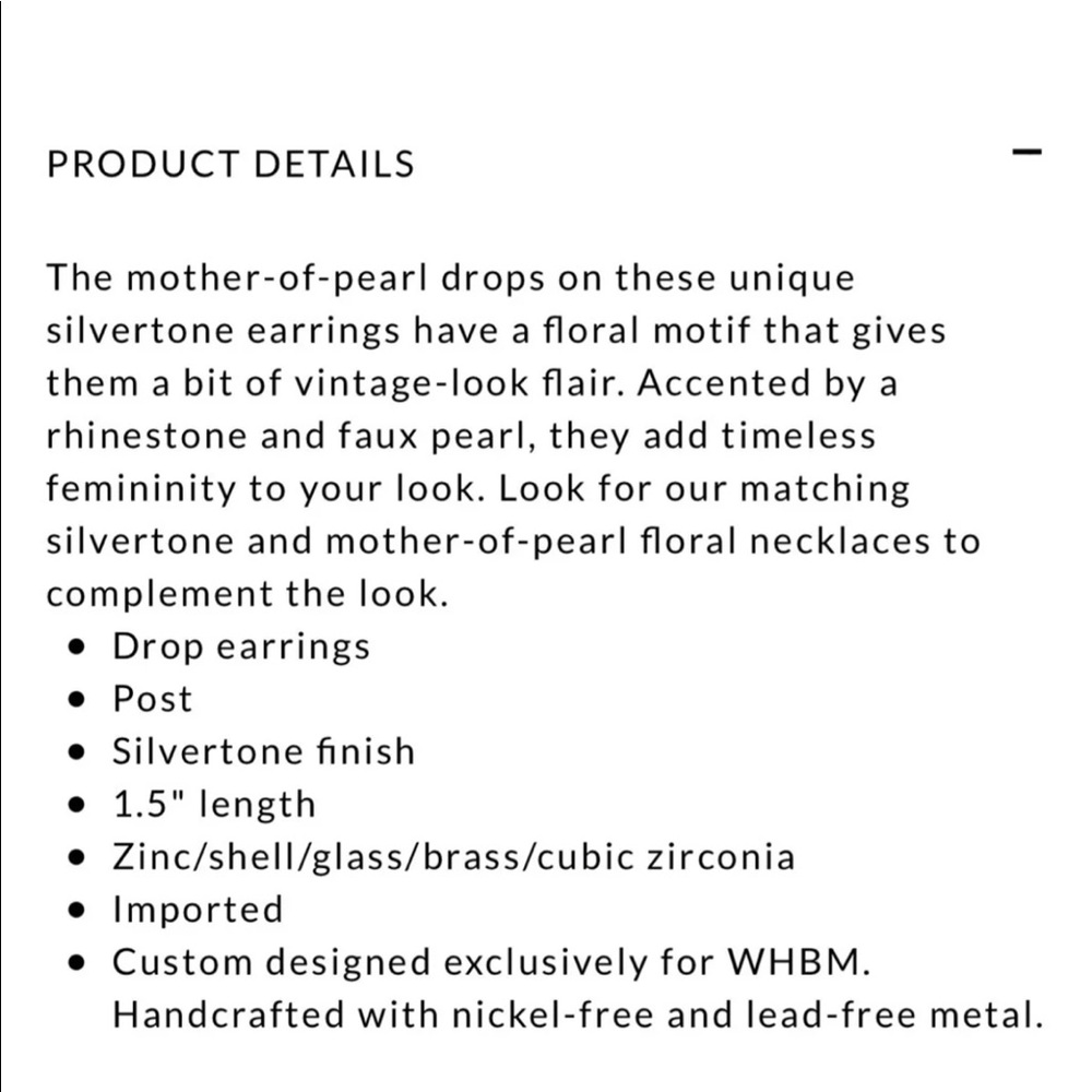 WHBM stone & mother of pearl floral drop earring - Picture 4 of 14
